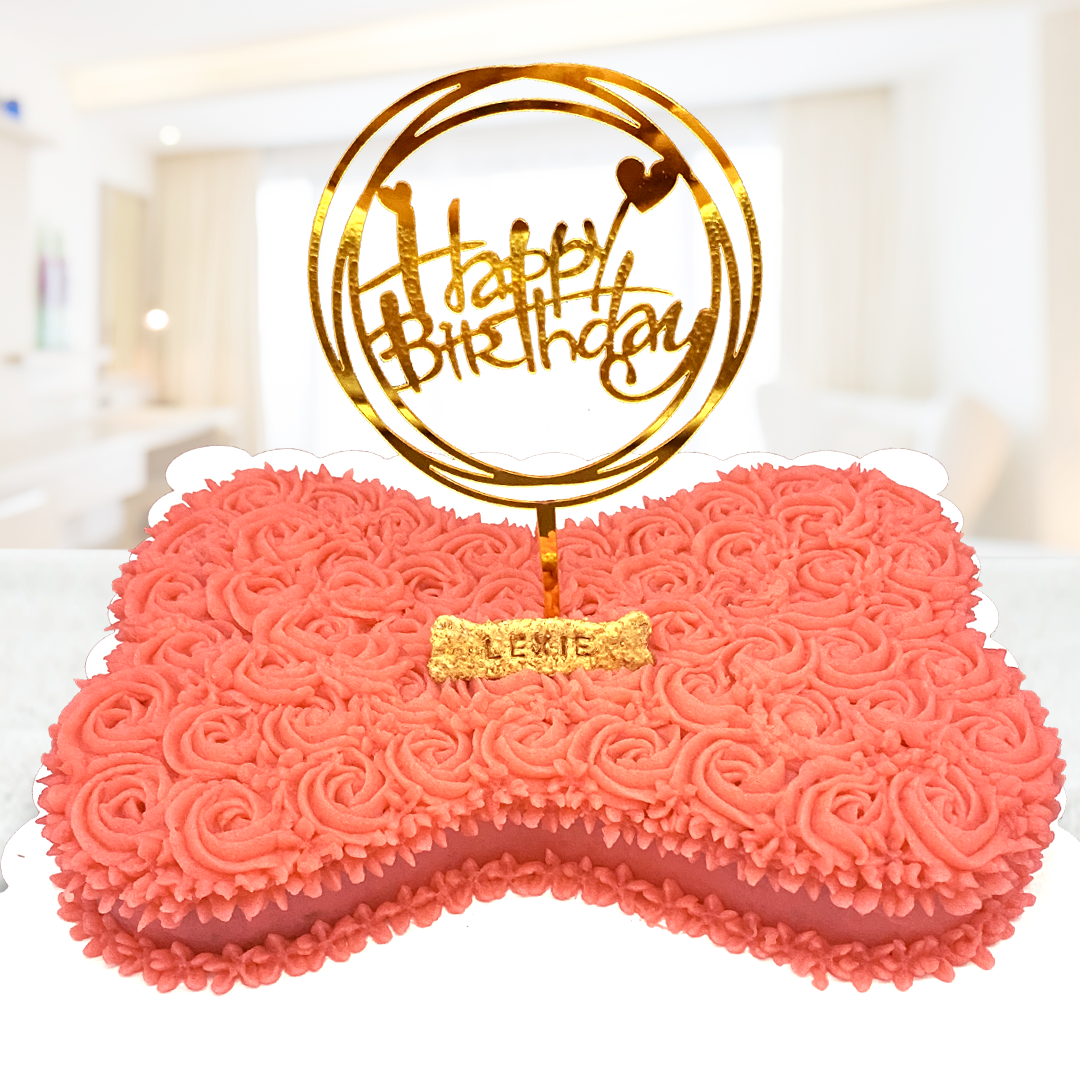Big Dog Cake Bone-Shaped Roses Design