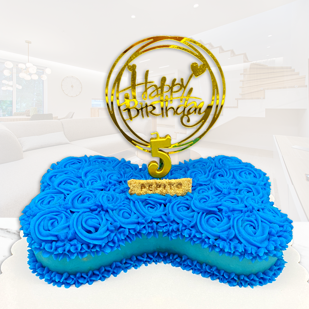Big Dog Cake Bone-Shaped Roses Design