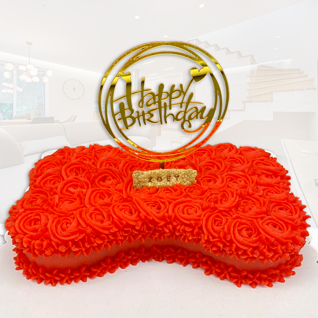 Big Dog Cake Bone-Shaped Roses Design