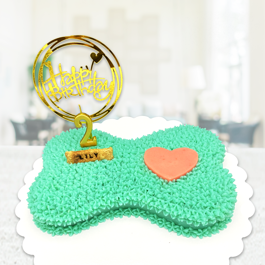 Big Dog Cake Bone-Shaped Heart Design