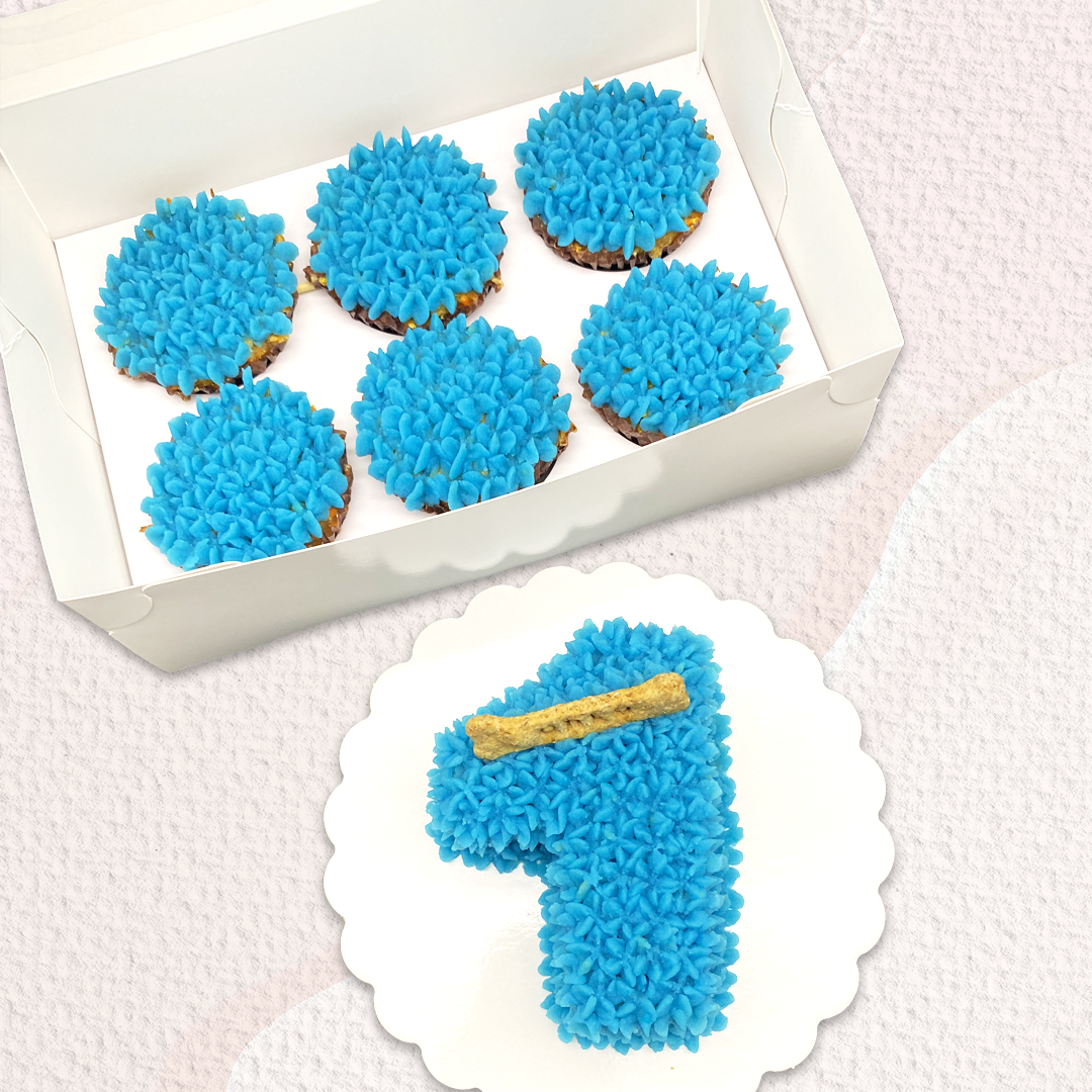 Number Set: Dog Cake & 6 Cupcakes