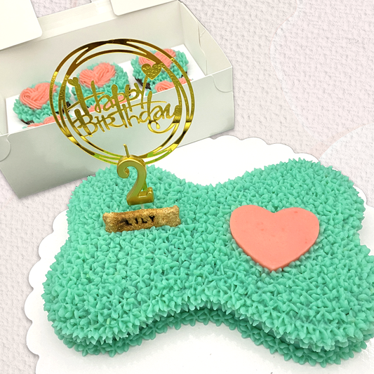 Big Set: Bone-Shaped Dog Cake & 6 Cupcakes - Same Day Pickup