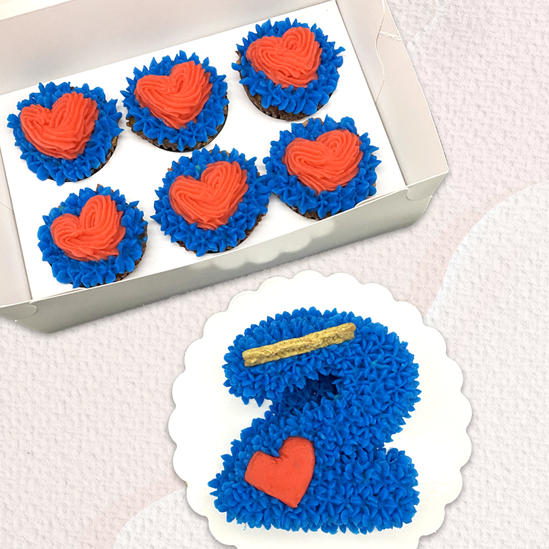 Number Set: Dog Cake & 6 Cupcakes