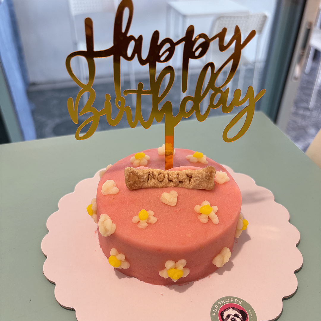 Hearts & Daisies Dog Cake