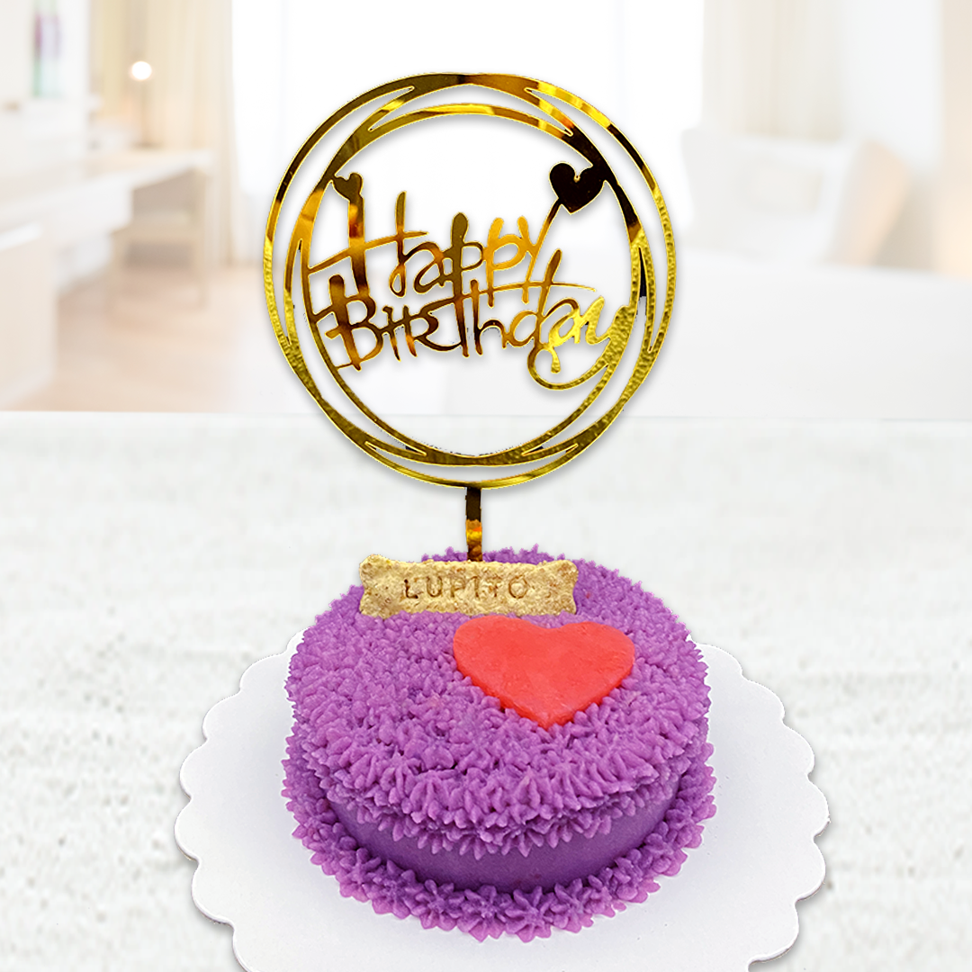 Borahae Heart 4in Round Dog Cake