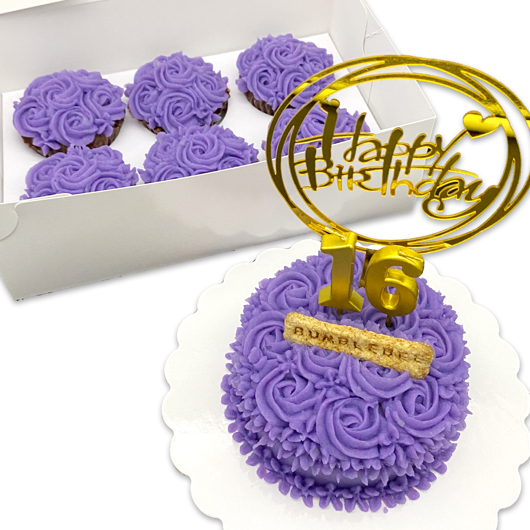 Borahae Set: Small Dog Cake & 6 Cupcakes