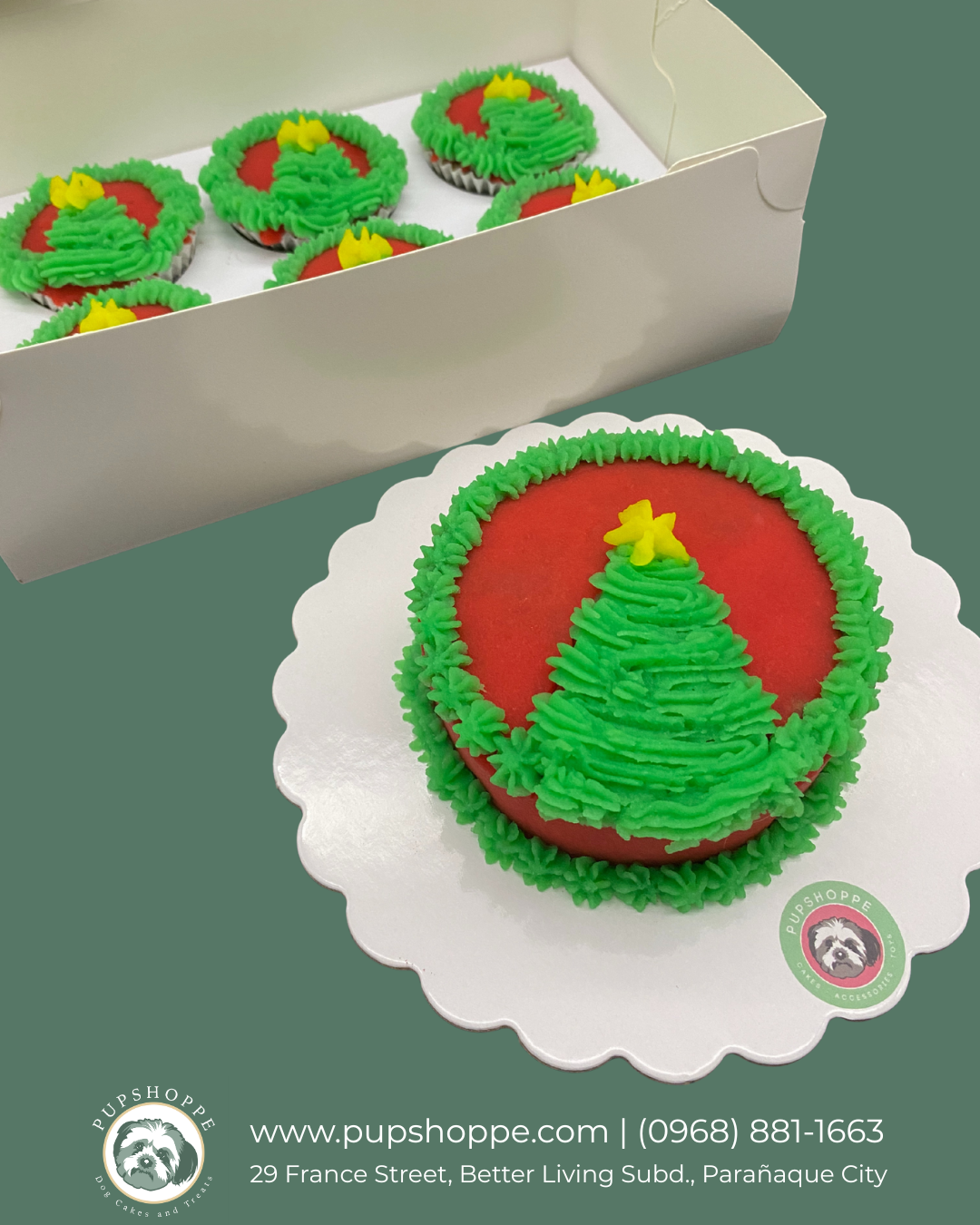 Dog Cake Christmas Tree Design